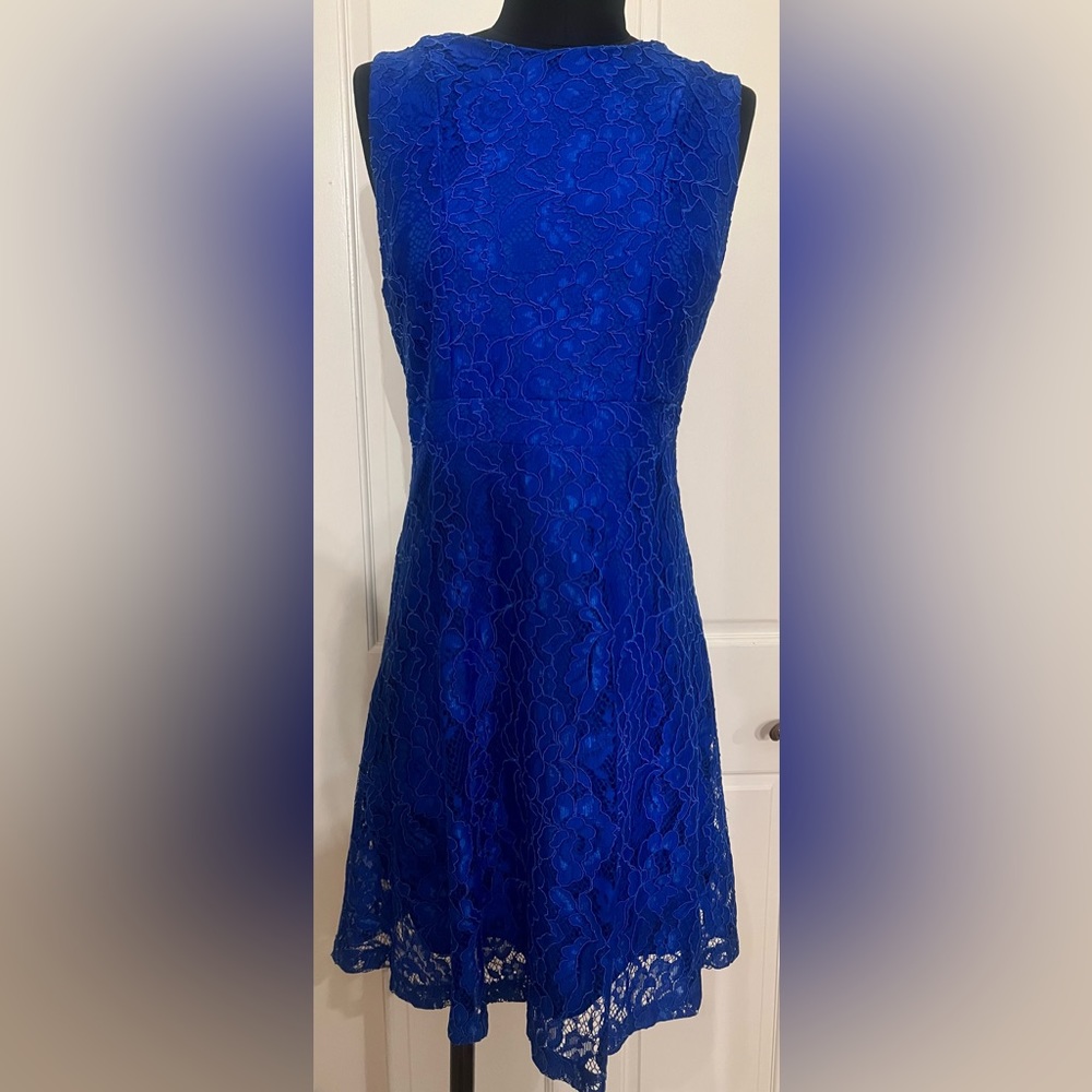 Sandra Ferroni blue lace dress